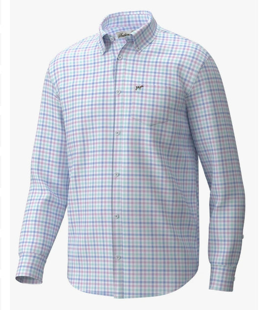Southern Point Hadley Luxe Lite Long Sleeve Button Down -Easter Gingham