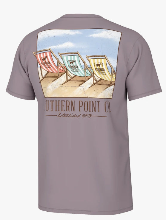 Southern Point Beach Chairs Short Sleeve Tee - Elderberry