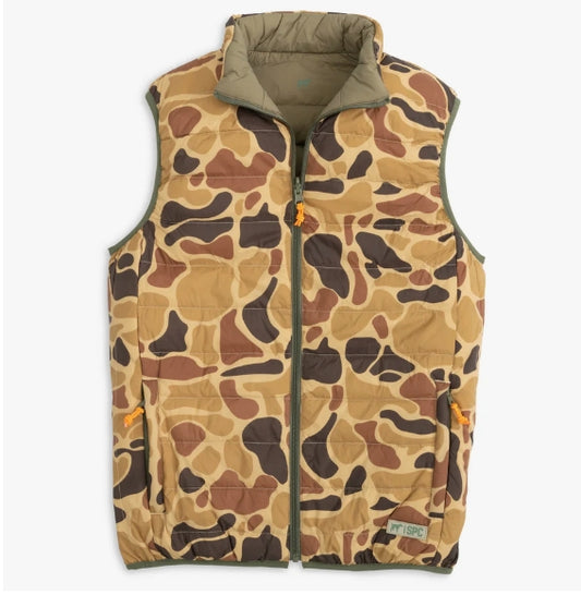 Southern Point Field Series Reversible Down Vest - Olive/Camo