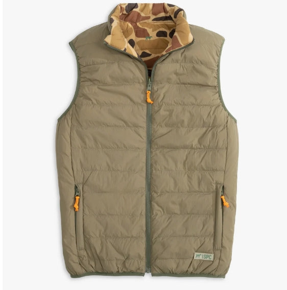 Southern Point Field Series Reversible Down Vest - Olive/Camo