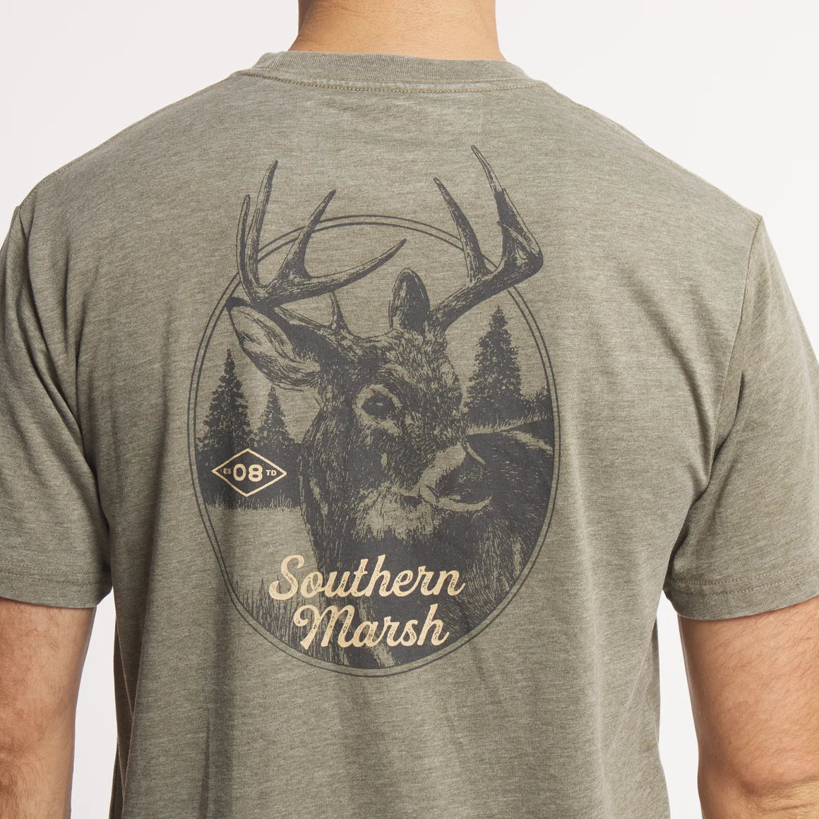 Southern Marsh Seawash Whitetail Tee - Dark Olive