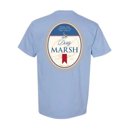 Dirty Marsh Beer Label Tee | Washed Denim