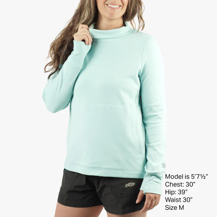 Aftco Women's Coastal Layer Funnel Neck - Pastel Turquoise Heather