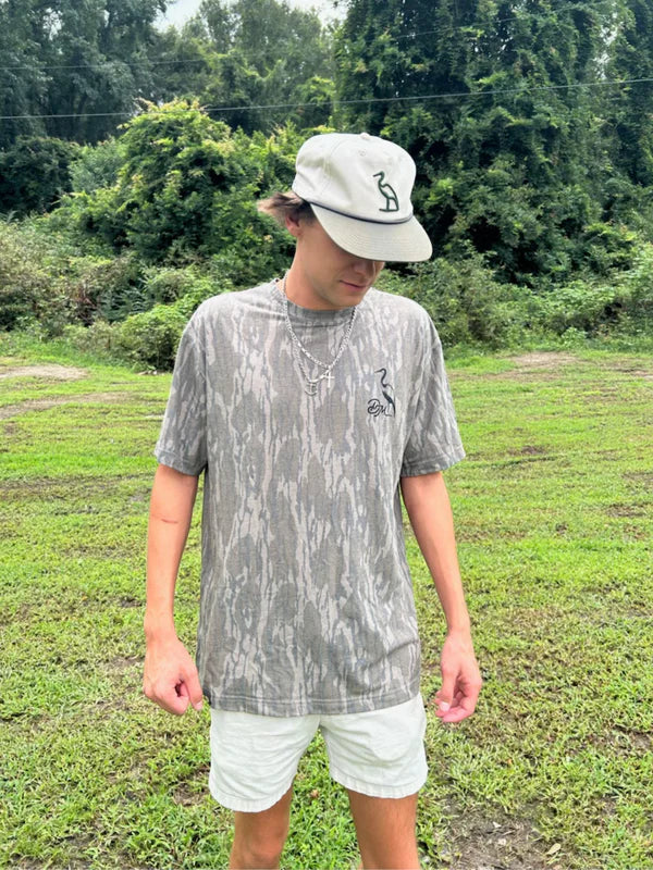 Dirty Marsh Backshore Logo Tee -Washed Out Mossy Oak Bottomland Camo