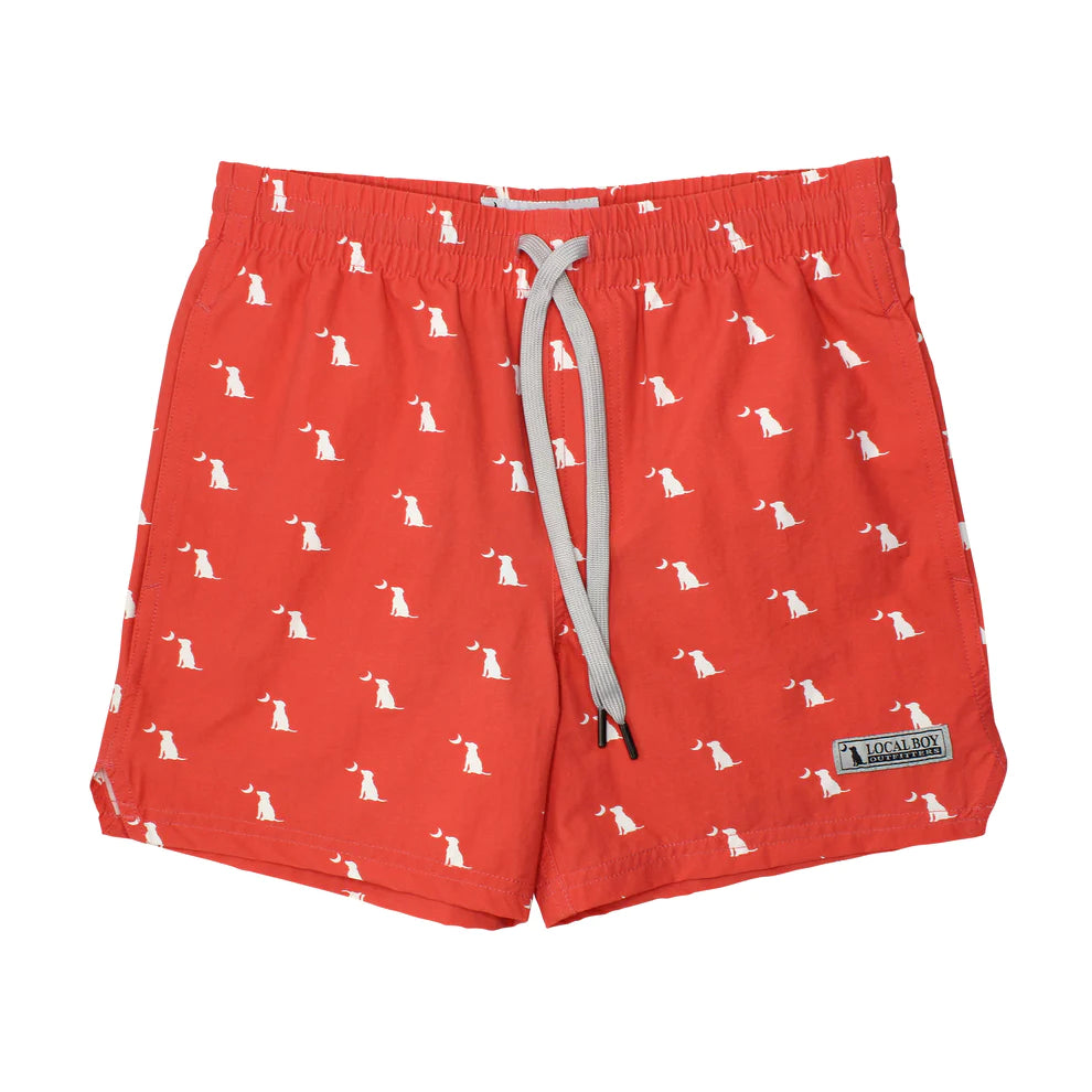 Local Boy Youth Swim Trunks - Salmon Dog