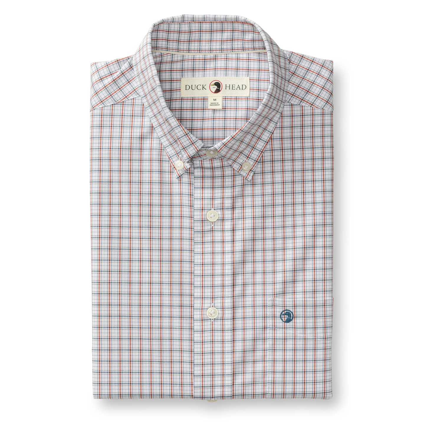 Duck Head Performance Poplin Sport Shirt Edison Plaid - Burnt Brick