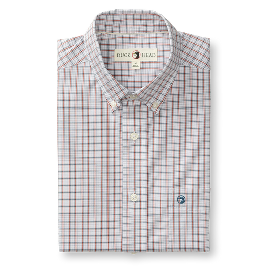 Duck Head Performance Poplin Sport Shirt Edison Plaid - Burnt Brick