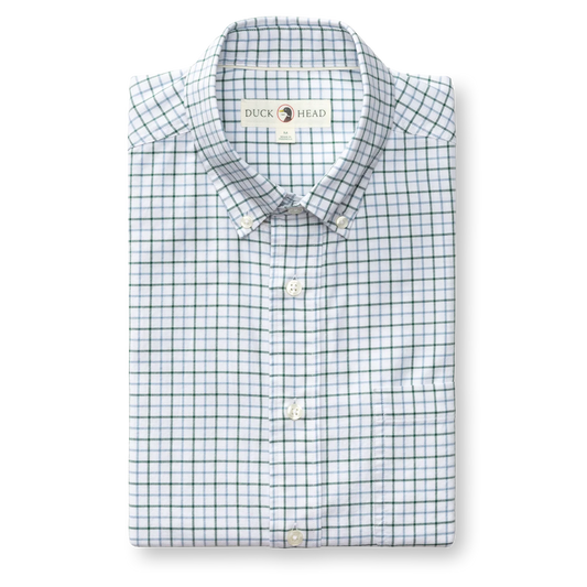 Duck Head Cotton Oxford Sport Shirt Kline Plaid - Hunter Green