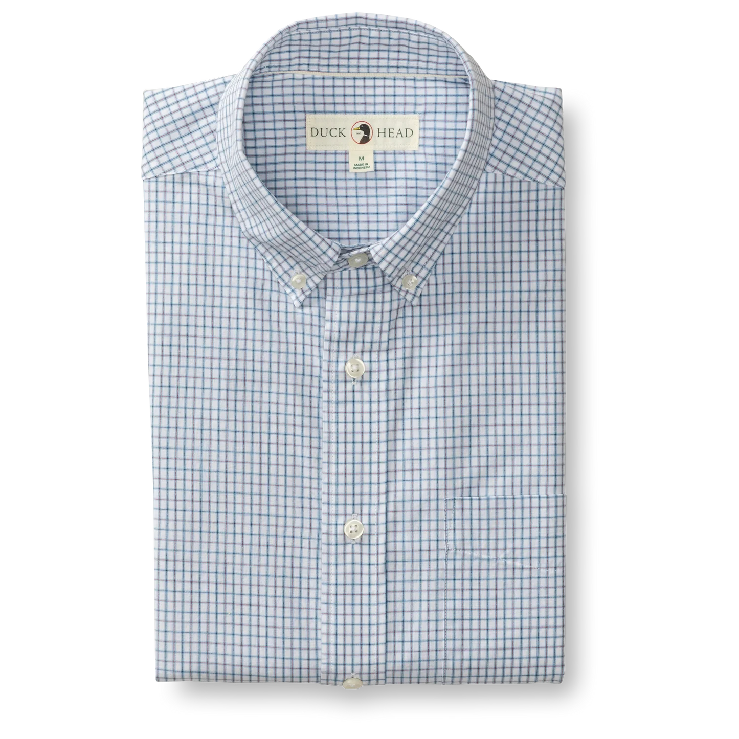Duck Head Cotton Cashmere Poplin Sport Shirt Lewis Plaid - Glacier Blue