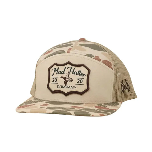 Mad Hatter Green Head Trucker Hat - Harvest Camo/Tan