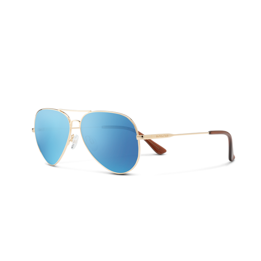 Suncloud Sunglasses Gold + Polarized Aqua Mirror