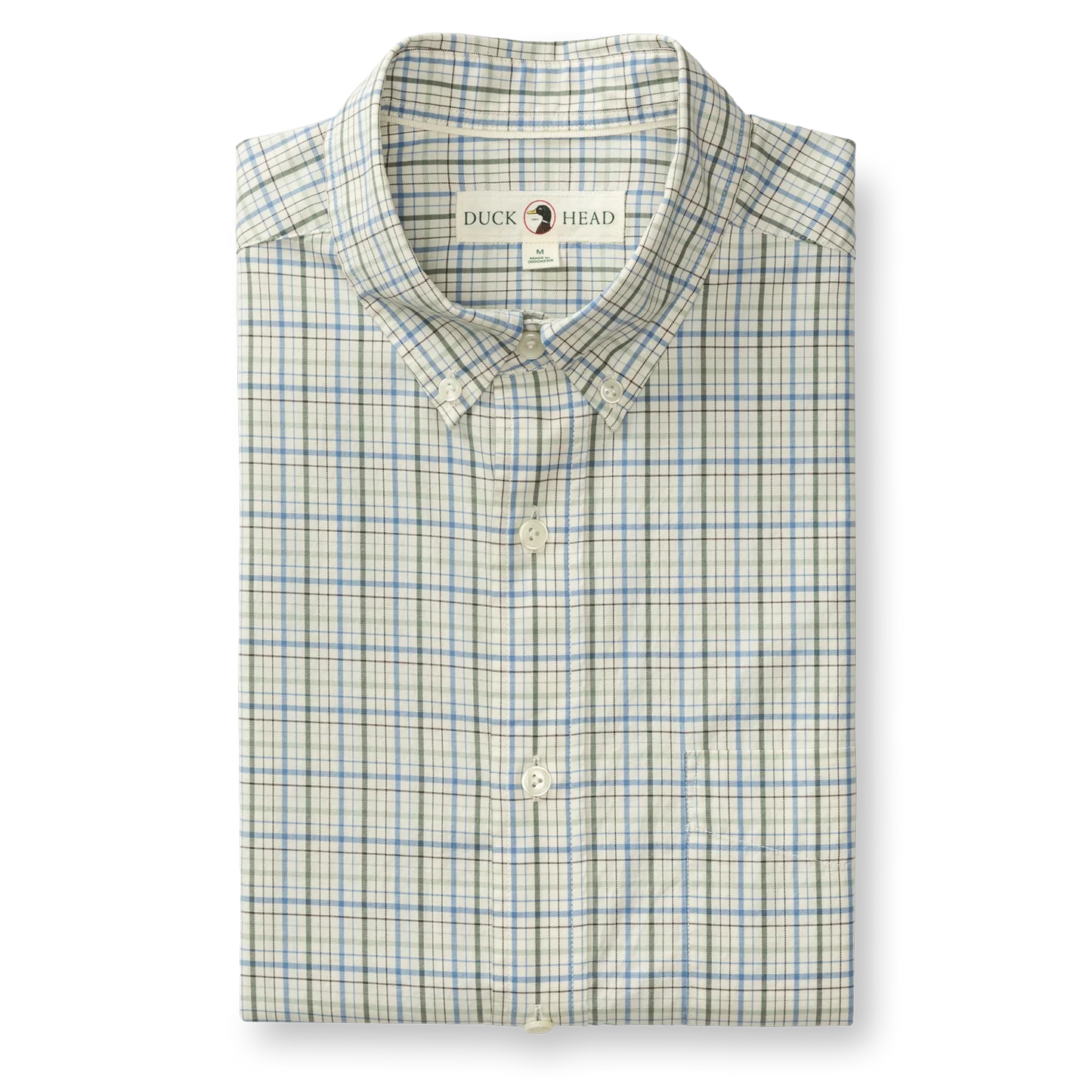 Duck Head Cotton Twill Sport Shirt Cooper Plaid -Lake Blue