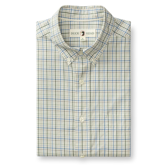 Duck Head Cotton Twill Sport Shirt Cooper Plaid -Lake Blue