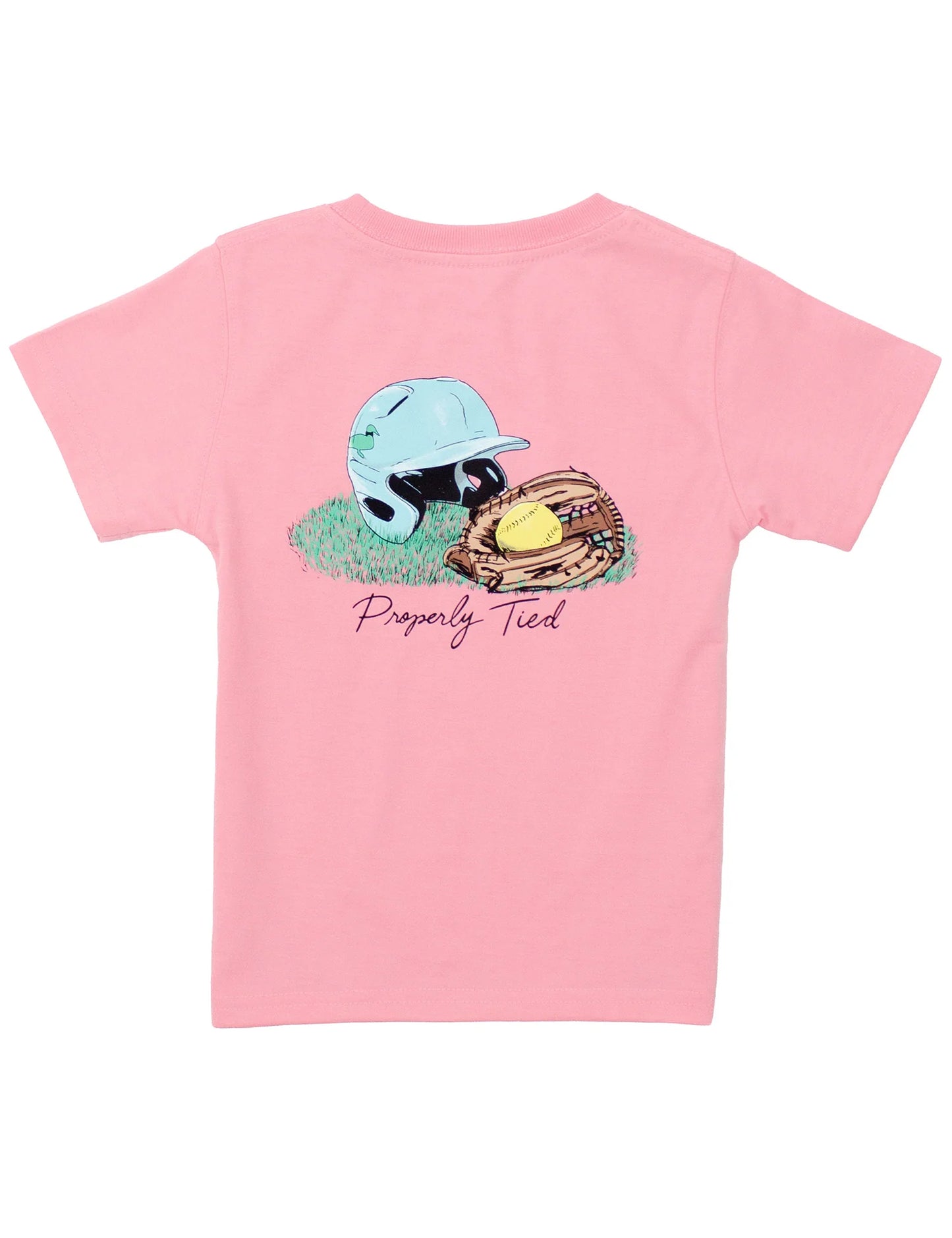 Properly Tied Girls Softball SS tee - Light Pink