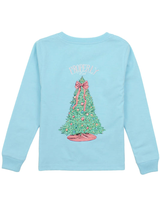 Properly Tied Girls Merry And Bright LS Powder Blue