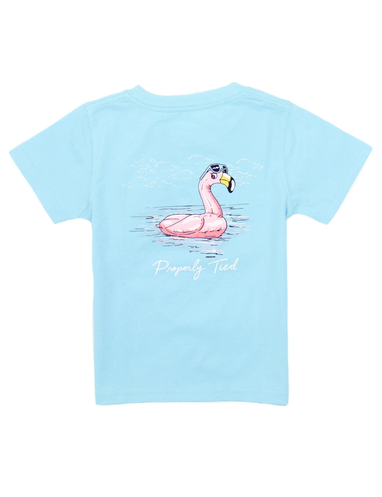 Properly Tied Girls Flamingo Float SS Tee - Aqua