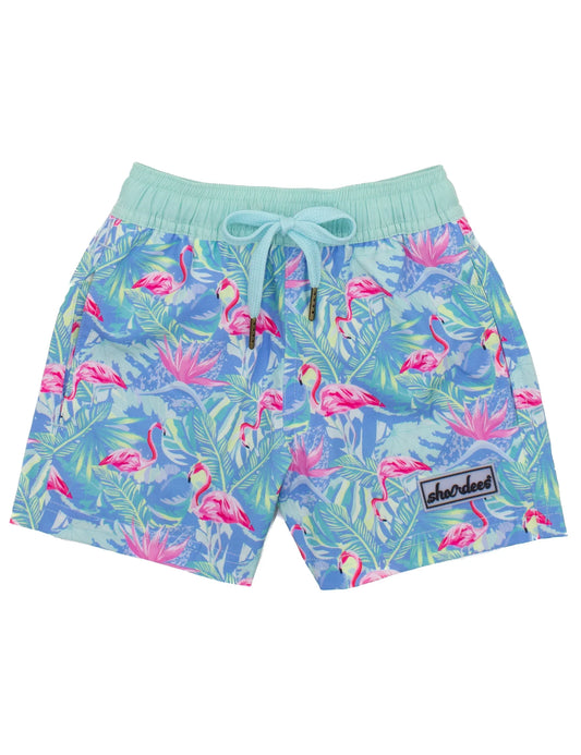 Properly Tied Boys Shordees Swim Trunk - Floral Flamingo