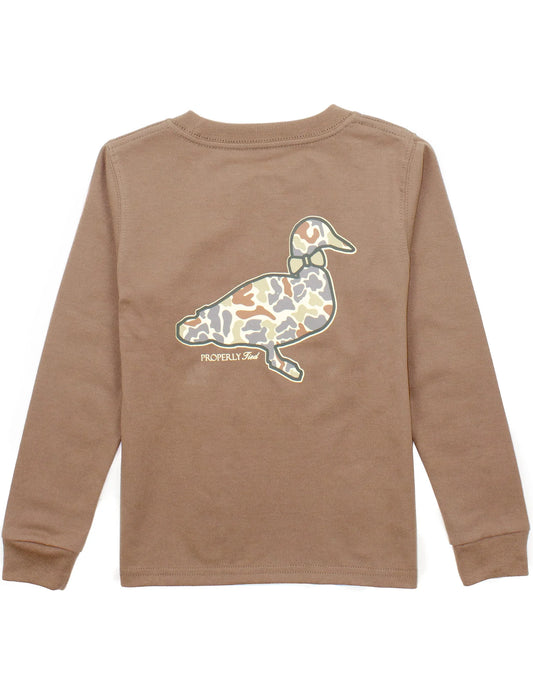 Properly Tied Field Camo Logo LS Tee - Walnut