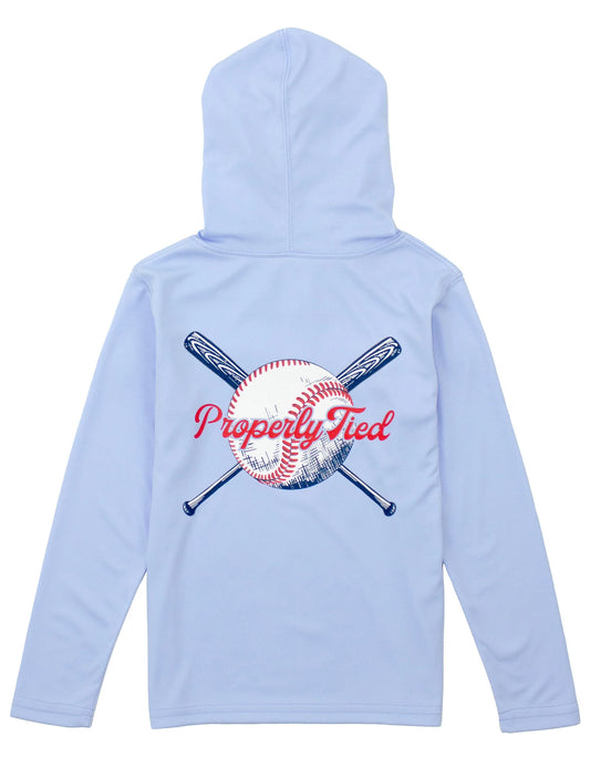 Properly Tied Boys Shade Performance Hoodie Play Ball - Light Blue