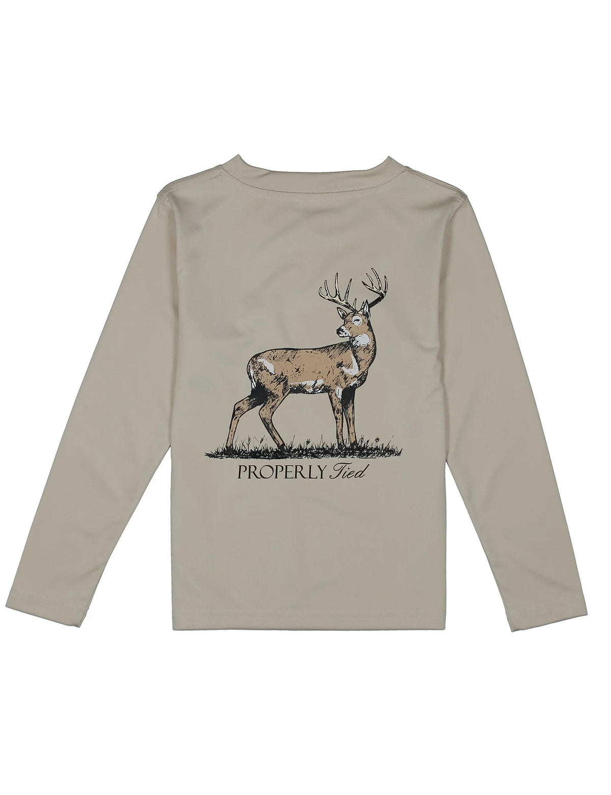 Properly Tied Boys Performance Tee LS Whitetail Linen