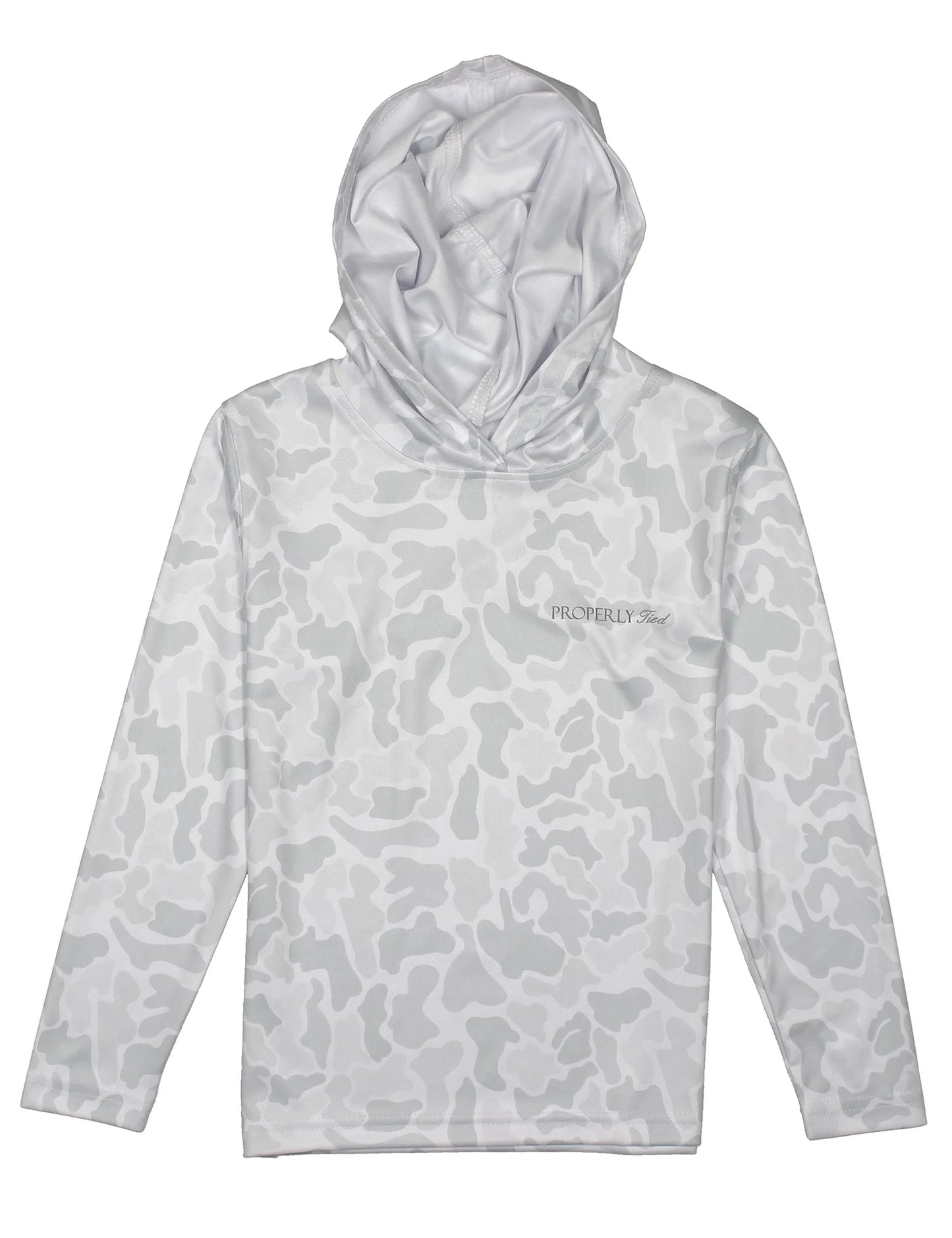 Properly Tied Boys Sportsman Performance Hoodie Snow Camo