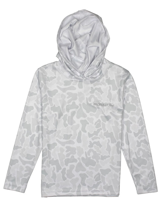 Properly Tied Boys Sportsman Performance Hoodie Snow Camo