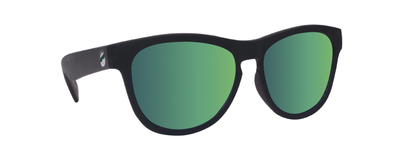 Mini Shades Classic (Age 3-7) Pitch Black Polarized Green Mirror