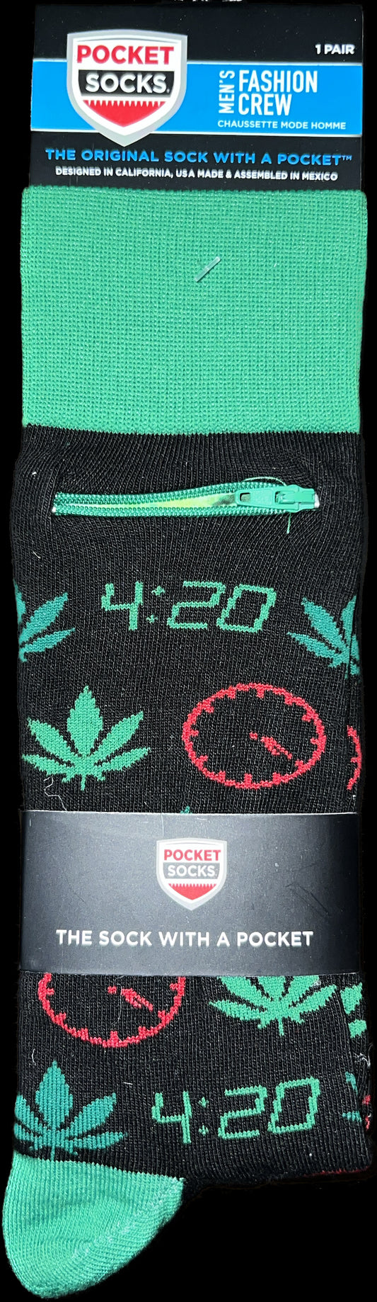 Pocket Socks 420 O'Clock- Black