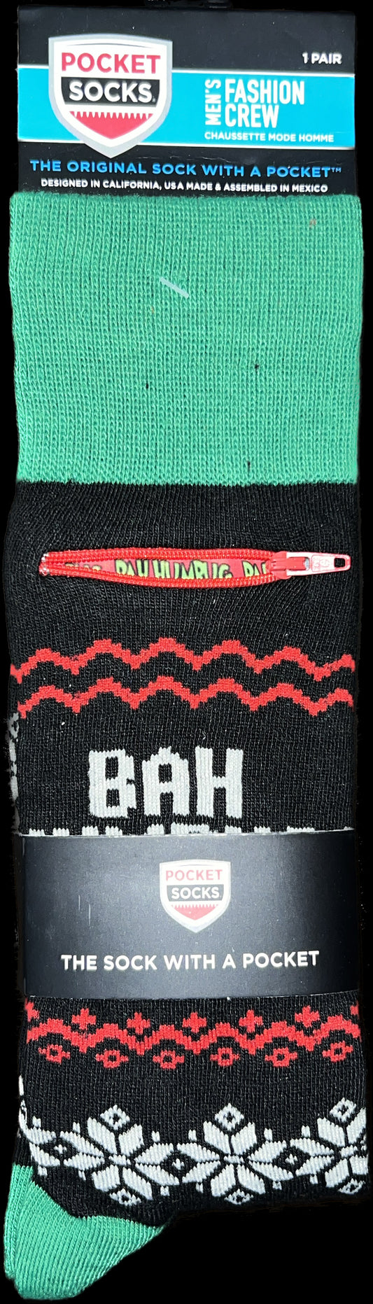 Pocket Socks Bah Humbug- Black