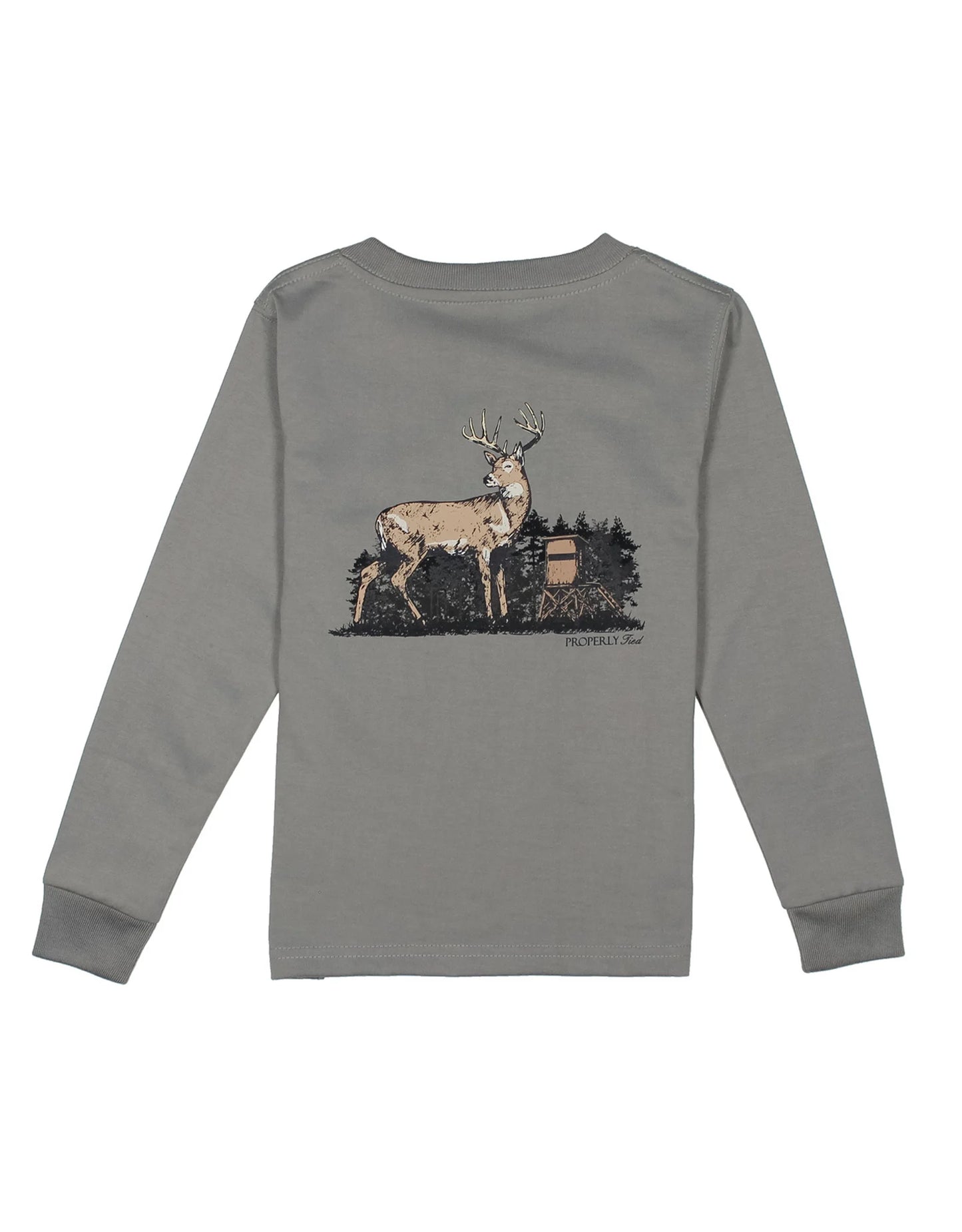 Properly Tied Boys LS Deer Season - Battleship Grey