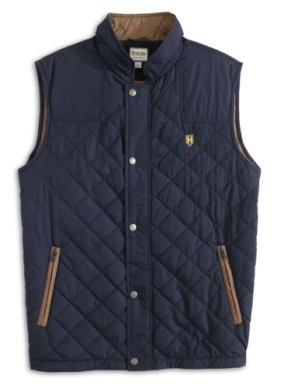Heybo Quilted Vest- Navy/Brown