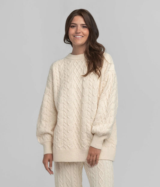 SSCO Comfy Cozy Cable Sweater - Parchment