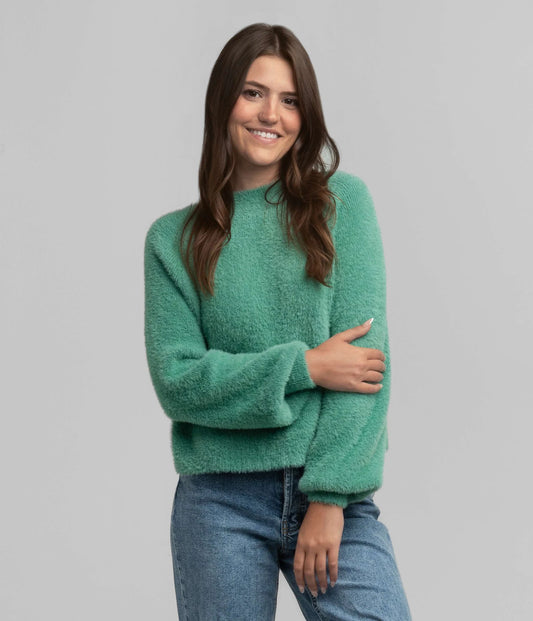 SSCO Feather Knit Mockneck Sweater - Aloe