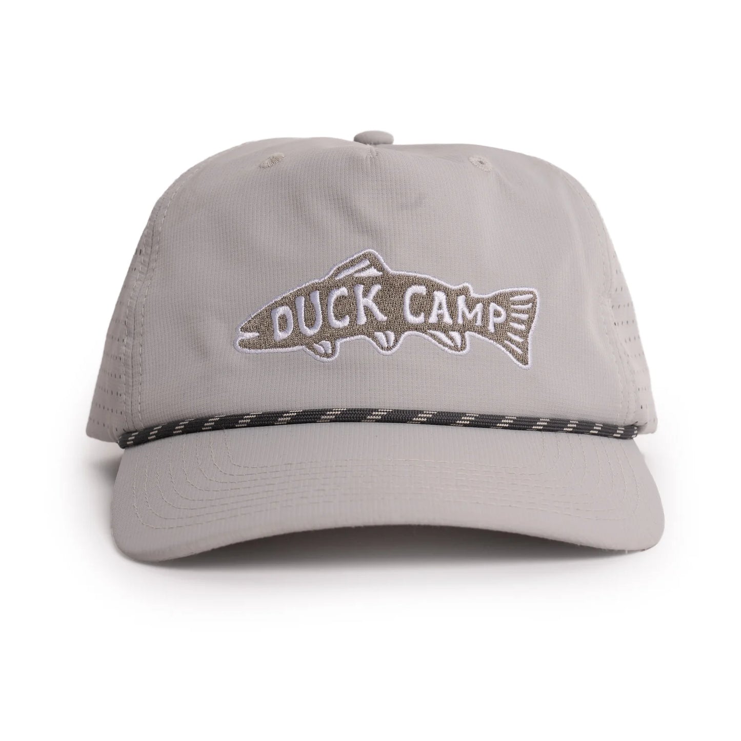 Duck Camp Trout Patch Perforated Hat- Grey