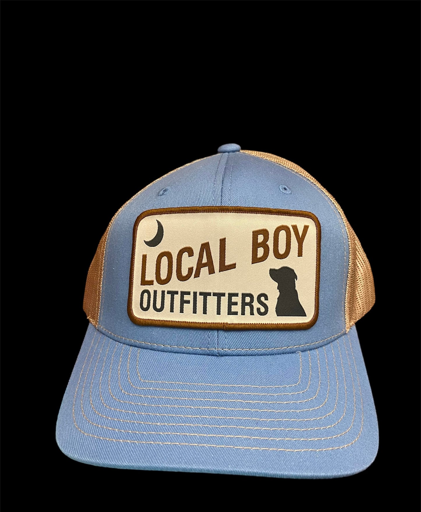 Local Boy Dog & Moon Patch Trucker Hat - Columbia Blue/Khaki