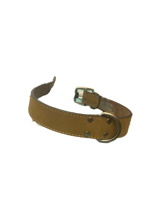 ZepPro Leather Crazy Light Brown  Dog Collar