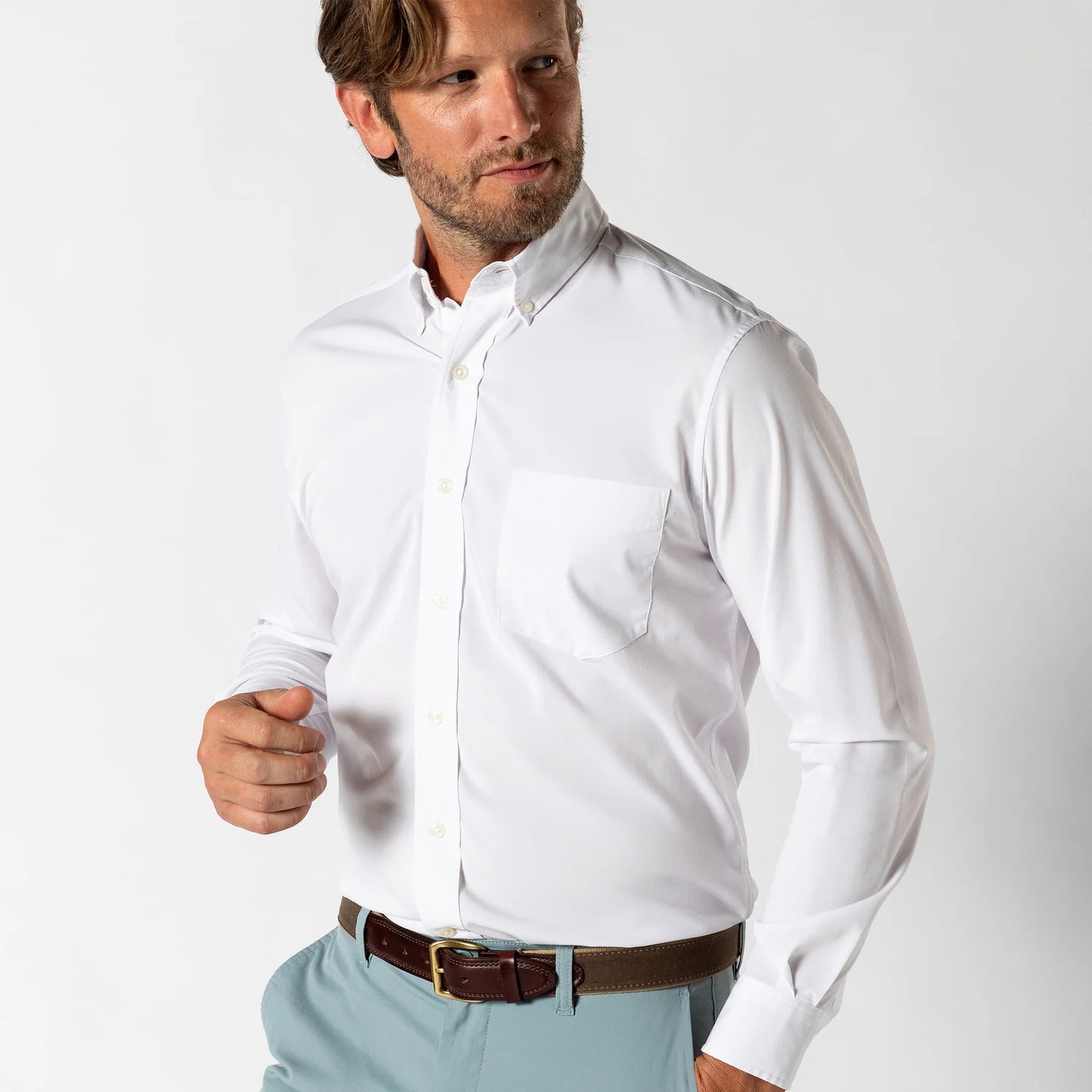 Duck Head Performance Poplin Sport Shirt Boyce Solid - White
