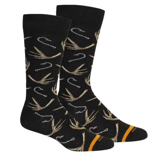 Brown Dog Hook & Bullet Black Socks