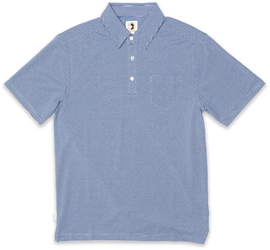 Duck Head Chapman Stripe Performance Polo Indigo Blue