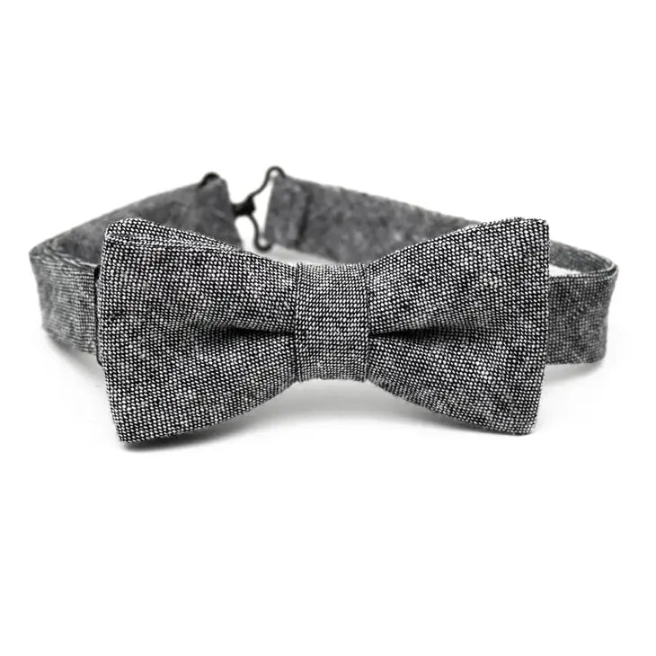 Youth Fox & Brie Linen Bow Tie Charcoal Chambray