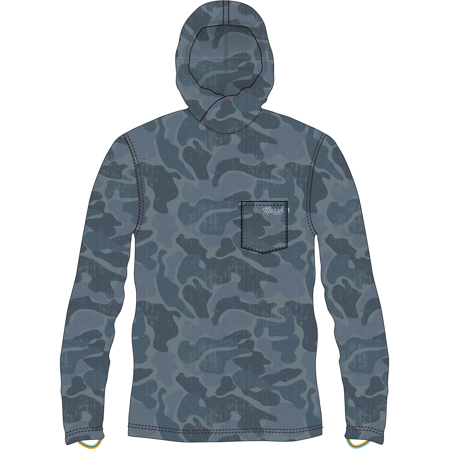 Marsh Wear Pamlico L/S Hood Camo Blue & Fossil