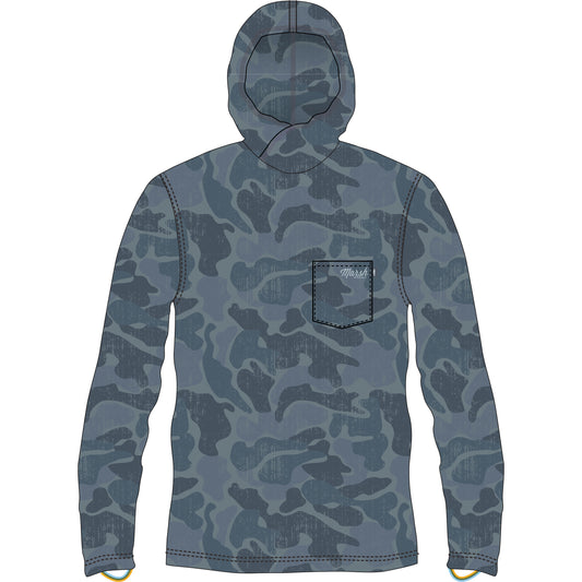 Marsh Wear Pamlico L/S Hood Camo Blue & Fossil