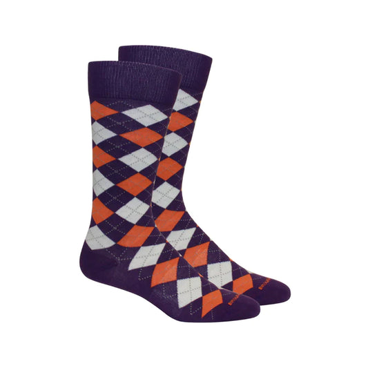 Brown Dog Argyle Purple/Orange Socks