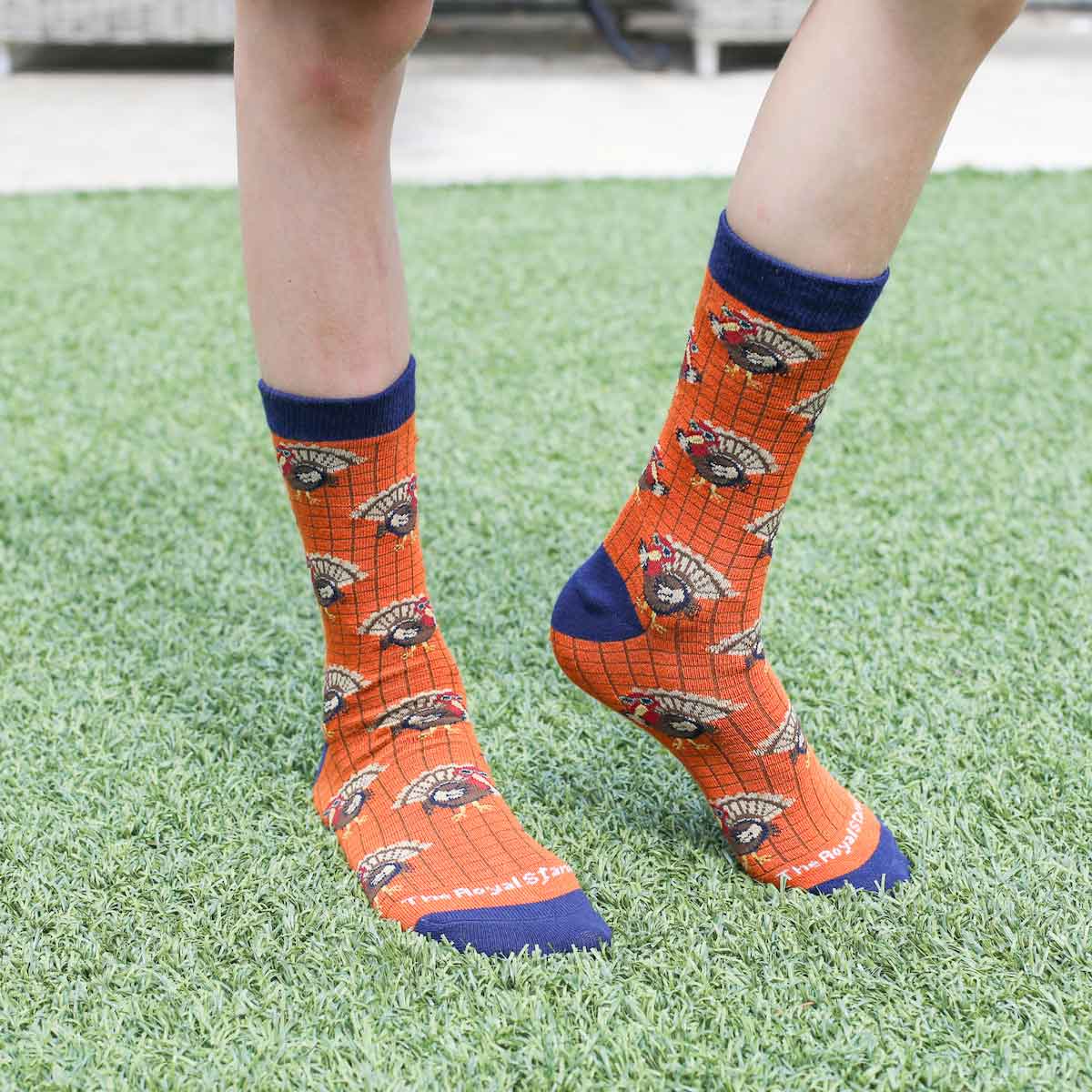 The Royal Standard Youth Gobble Socks- Orange/Navy/Taupe