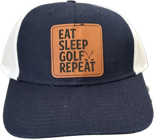 Viv&Lou Eat Sleep Golf Patch Navy & White Hat