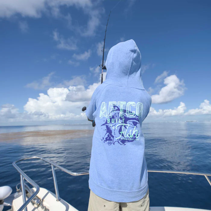 Aftco Youth Pacifico PO Hoodie - Pacific Blue Heather