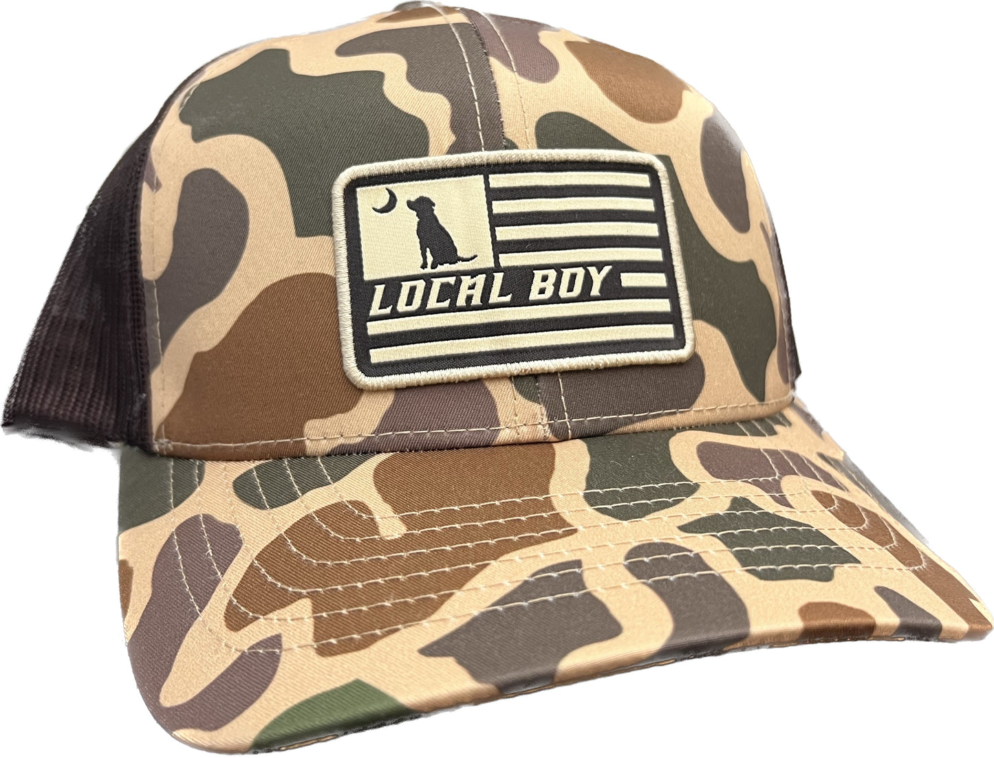 Local Boy Flag Patch Trucker Old School Camo