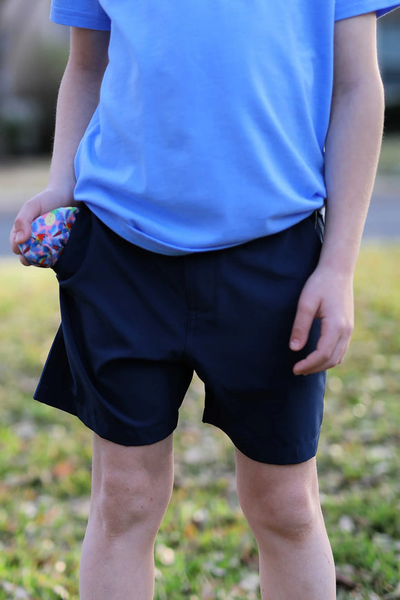 Burlebo Youth Everyday Shorts Deep Water Navy- Parrot Pocket